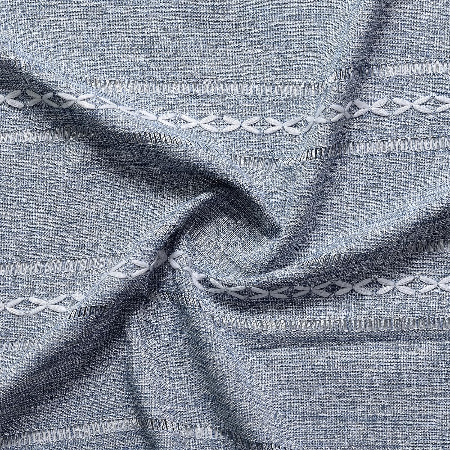 Boho Kitchen Valances for Windows Embroidered French Striped Farmhouse Vintage C