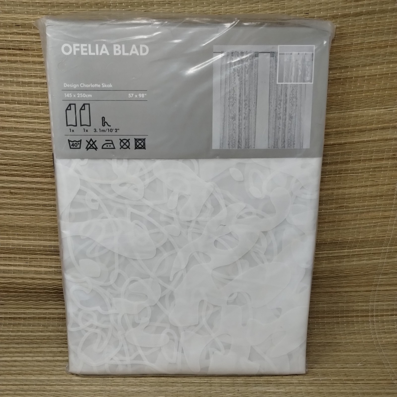 Ikea OFELIA BLAD White Sheer Curtain Panels Pair 57” x 98” 19440 001.355.51 New
