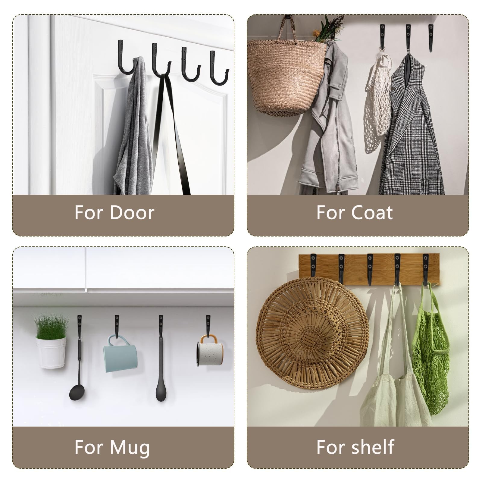 12Pcs Wall Hooks for Hanging Coat/Towel – 50LB Screw in Metal Hanger Wall Mou…