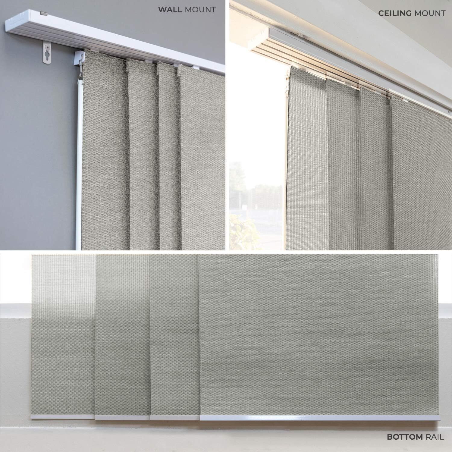 Chicology Vertical Sliding Door Blinds 86W X 96H Adjustable Gray Window Shade
