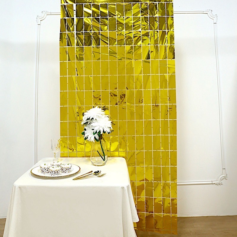 3 ft x 6.5 ft GOLD Metallic Rectangle Foil Tassels Fringe CURTAINS Party