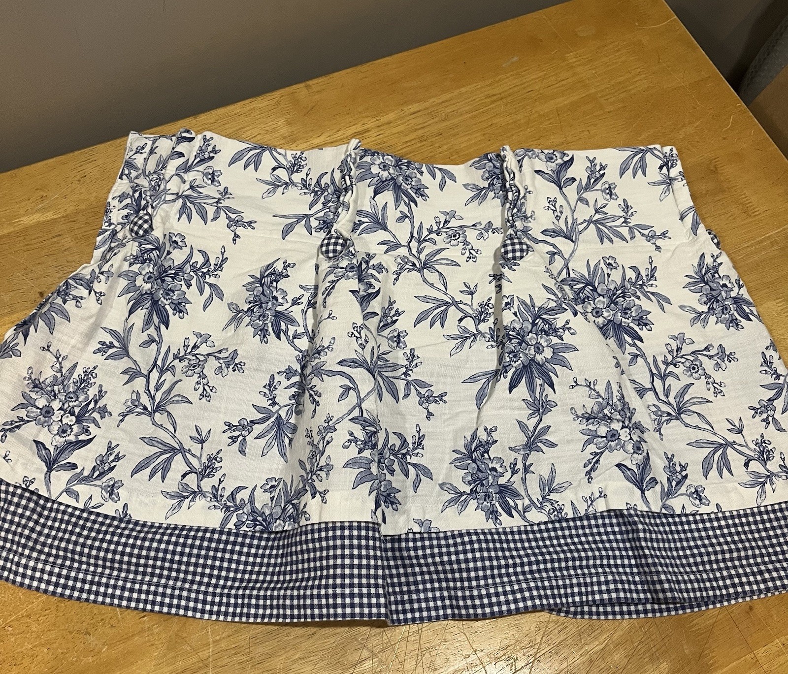 American Living Valance Floral Plaid Blue Ralph Lauren 47×28” Layered Toile