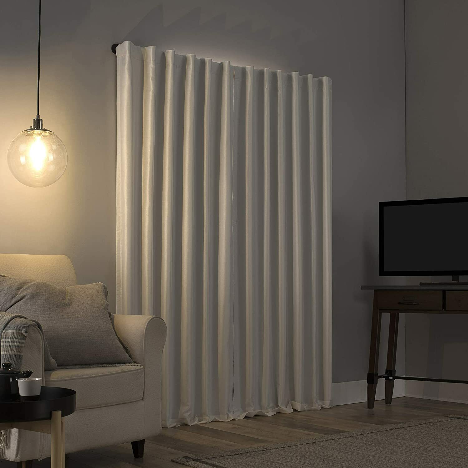 Sun Zero 84″ Evelina Back Tab Blackout Window Curtain Panel – Pearl White