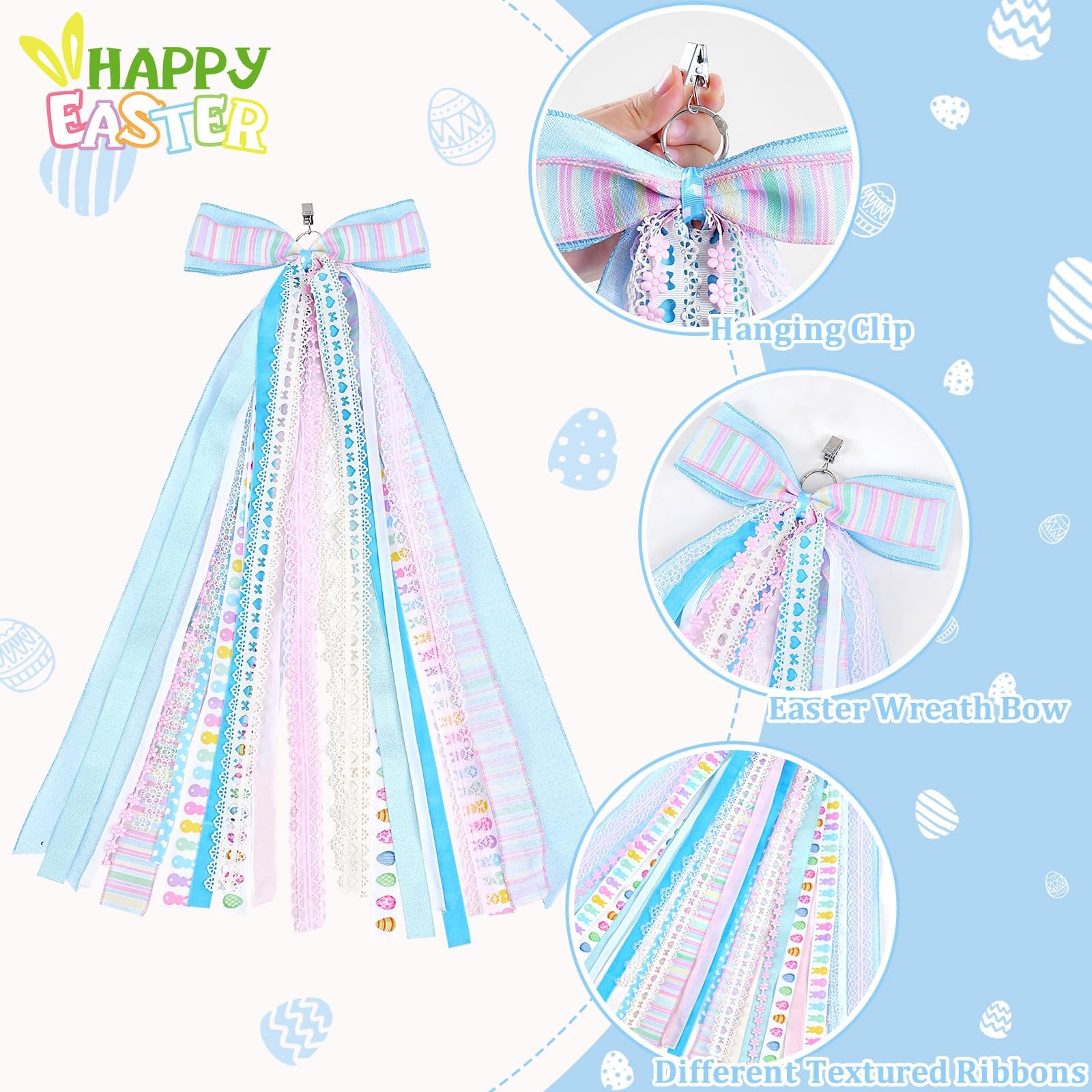 Assorted Spring Wreath Ribbon Bow Clip Door Decorations Holiday Party Sash