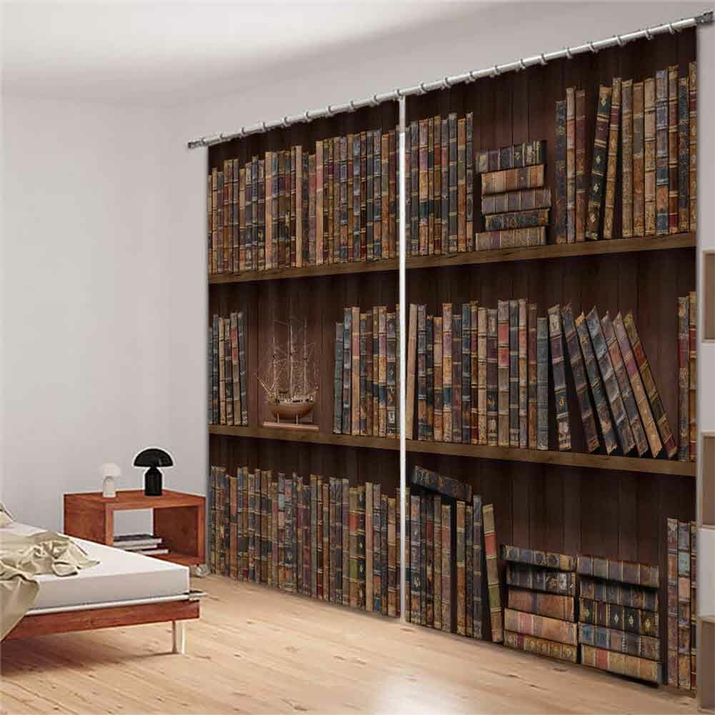 Bookshelf Light Seed 3D Curtain Blockout Photo Printing Curtains Drape Fabric