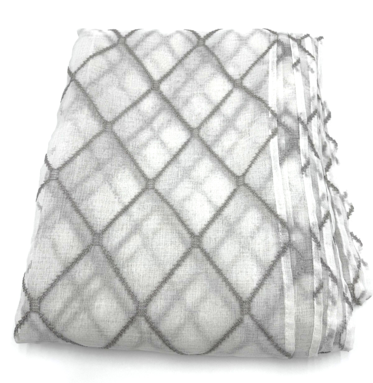 Madison Park Irina Sheer Window Scarf 50×216 White Gray Diamond Set of 2 Used
