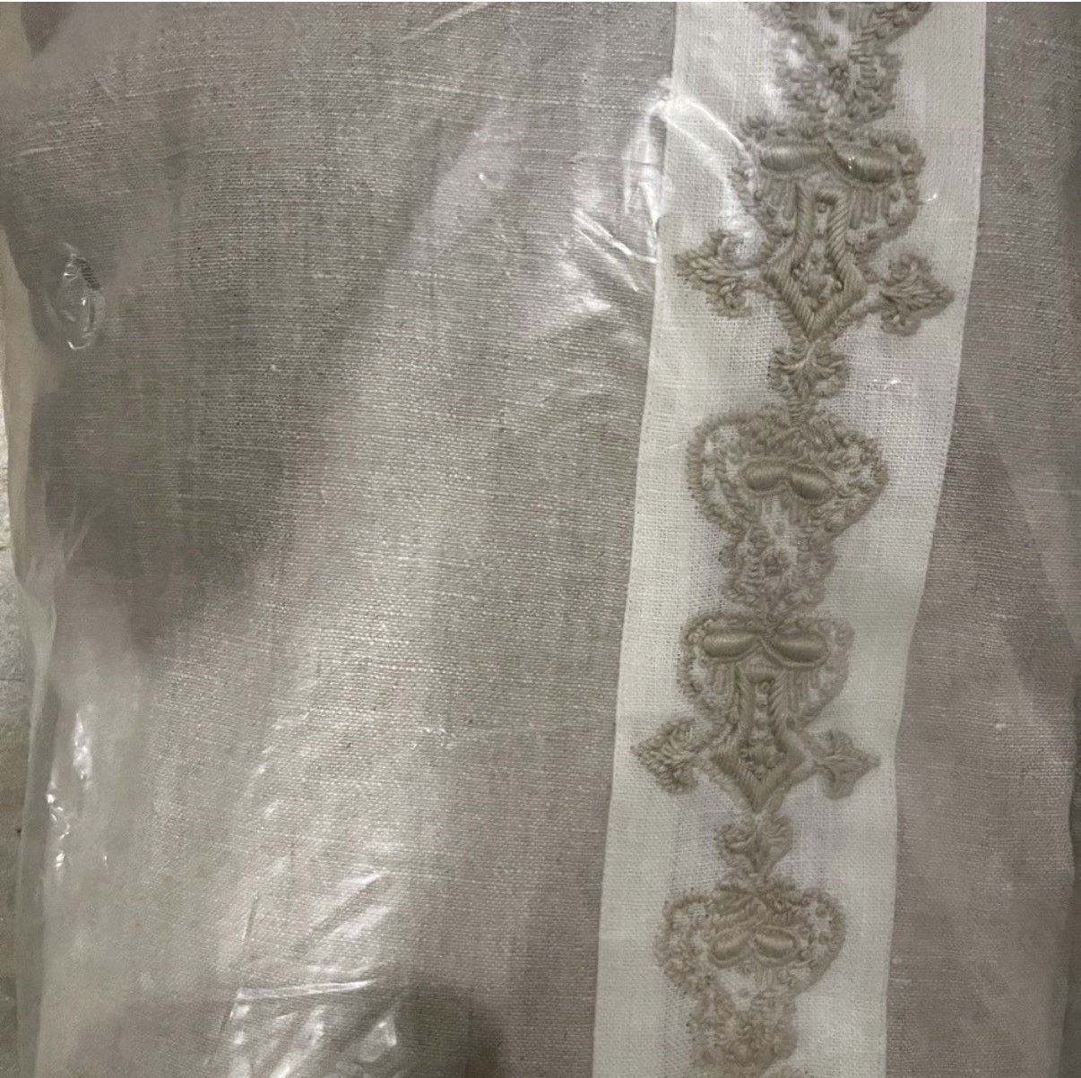 Custom PAIR Ethan Allen Linen Curtain Panels Tape Detail NEW