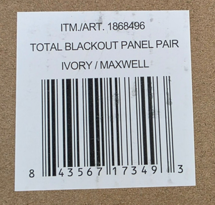 SunBlk Maxwell Total Blackout Panel – Pair of 52”x84” – Ivory – 1796238