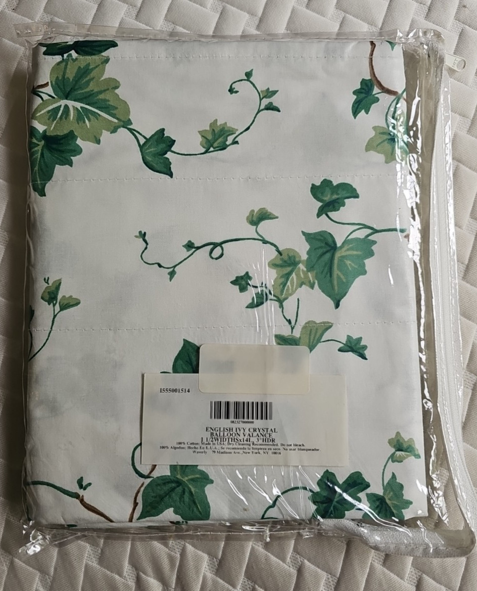 VTG Waverly English Ivy Crystal Balloon Valance Polished Cotton NEW