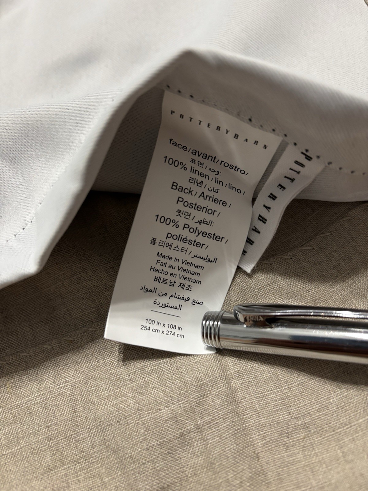 Pottery Barn Belgian Flax Linen Blackout Curtain, Dark Flax, 100x108in
