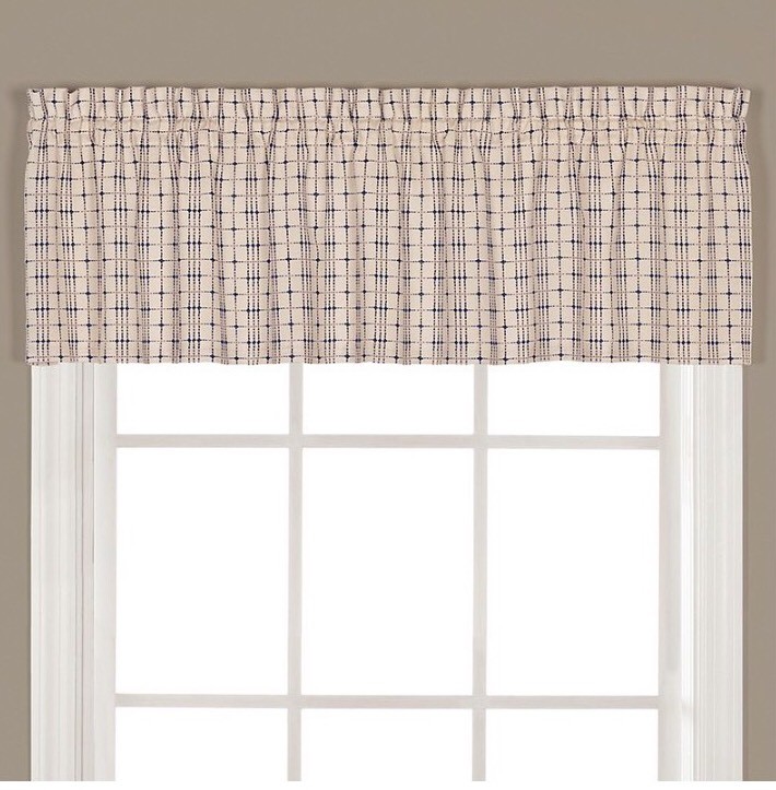 Crosswalk Kitchen Window Curtain Valance in Navy “13”