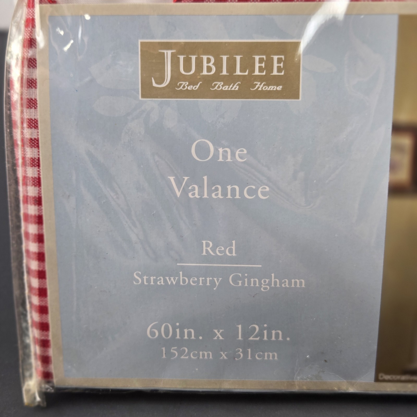 Jubilee Red Strawberry Gingham Window Valance Country Kitchen 60×12 In. New