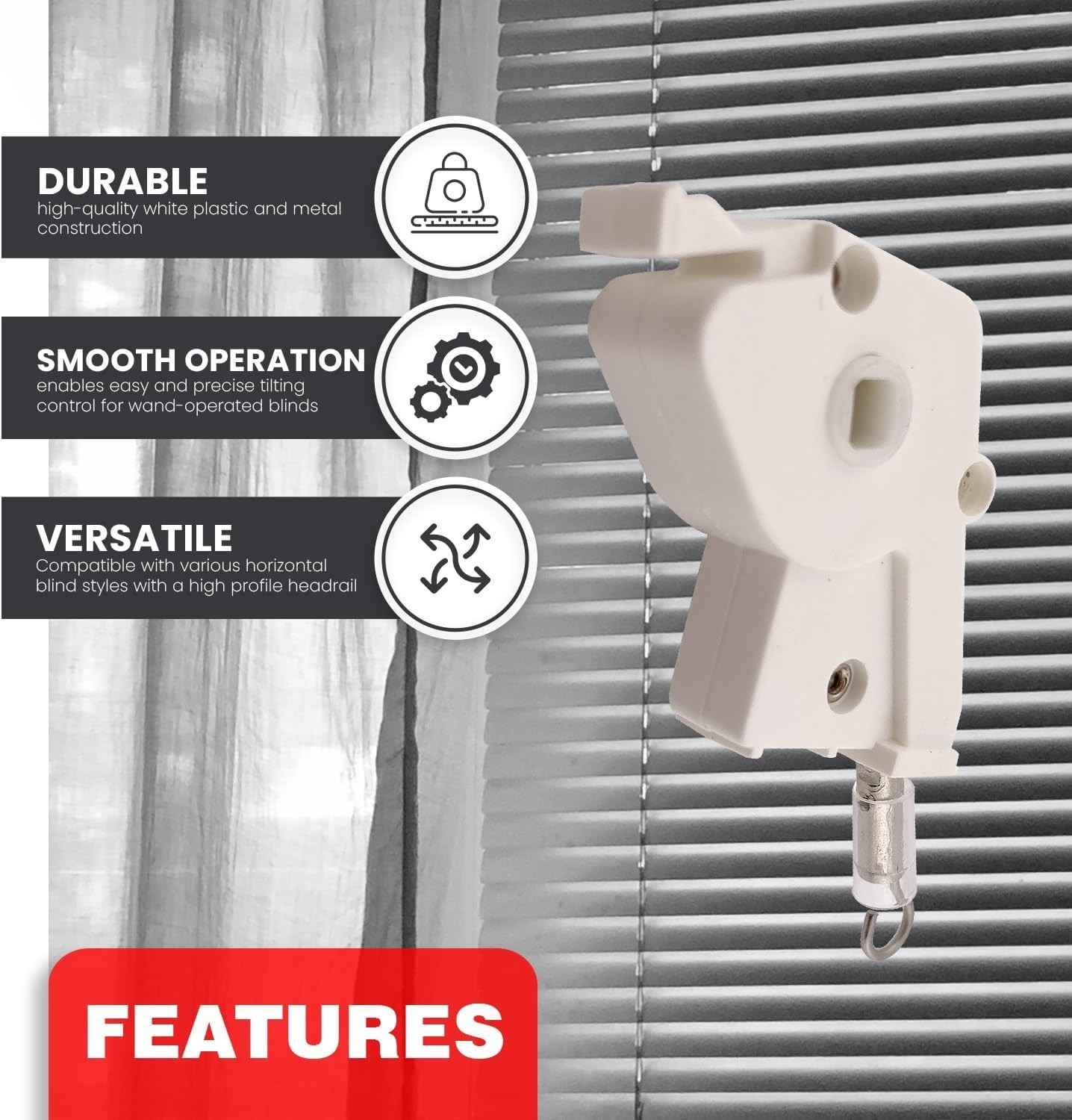 High Profile 2″ Plastic Wand Tilter for Horizontal Blinds 2ct