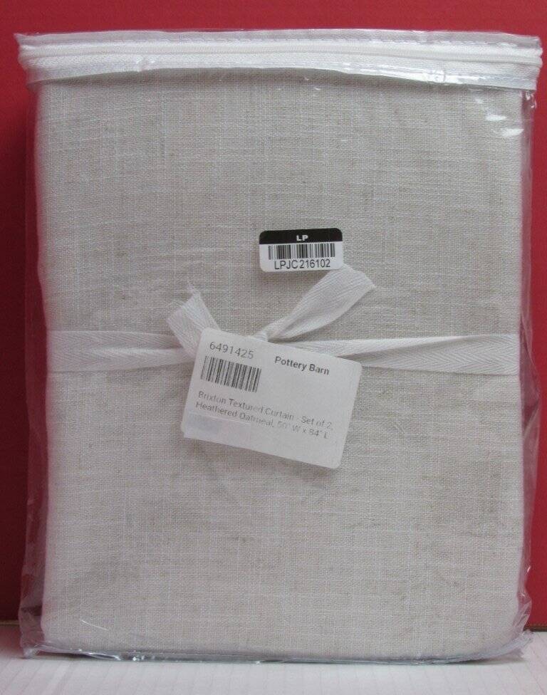 Pottery Barn Brixton Textured Unlined Curtains, 50″ x 84″ Heathered Oatmeal NWT