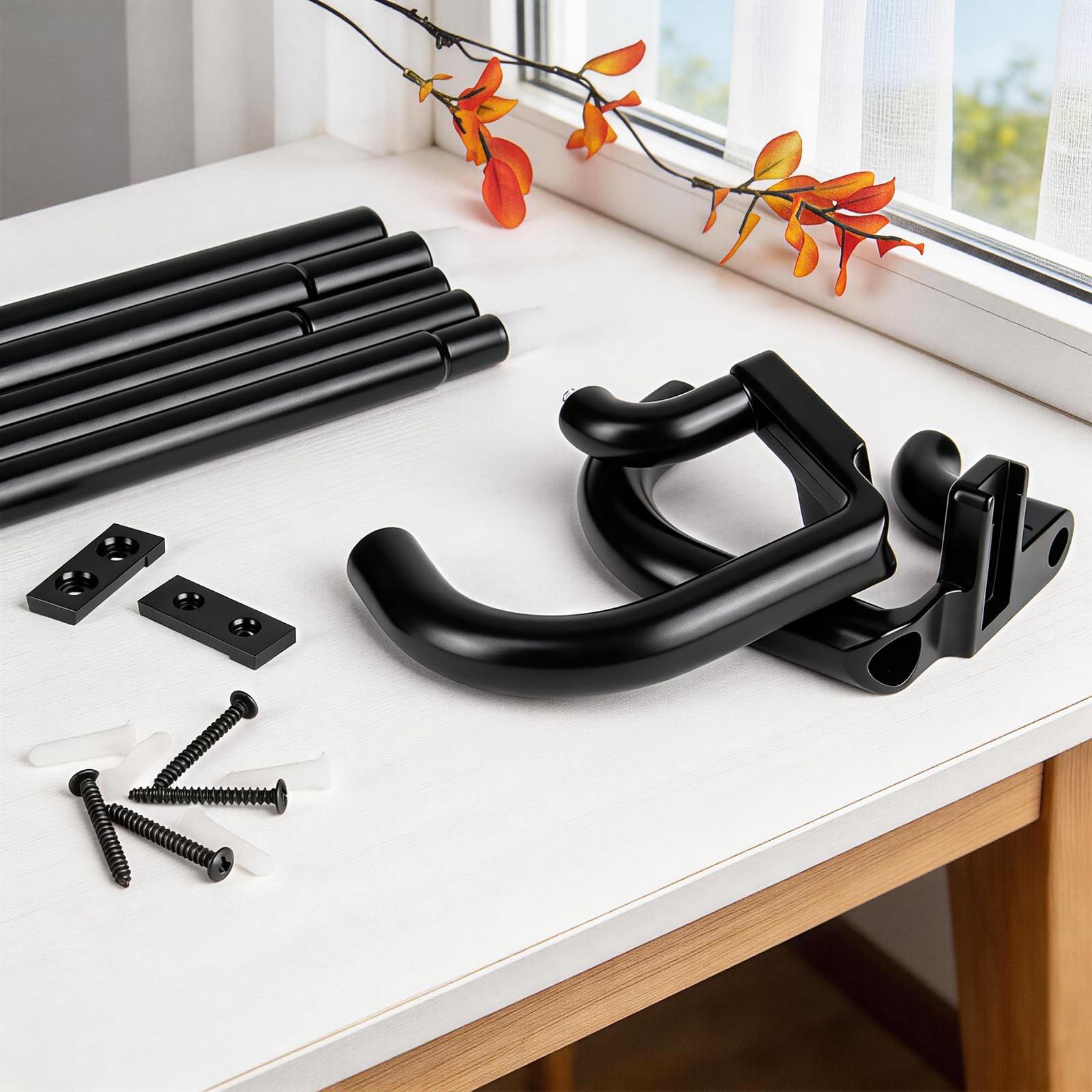 Blackout Double Curtain Rods for Windows 32 to 86 Inches, Black