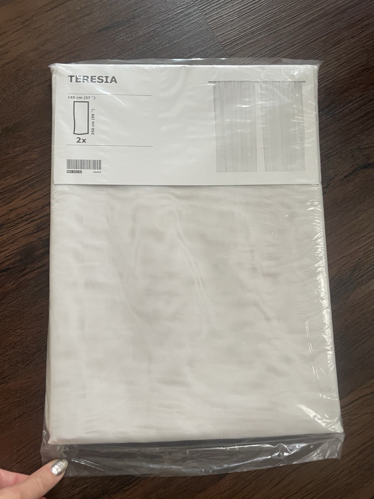 IKEA TERESIA Two Curtain Panels White W 57″ L 98″ Sheer 100% Polyester NEW