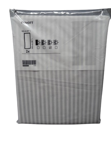 Ikea Bymott 120cm 47″x98″ 2 Panel Drape Curtains Striped Light 004.666.83 NEW