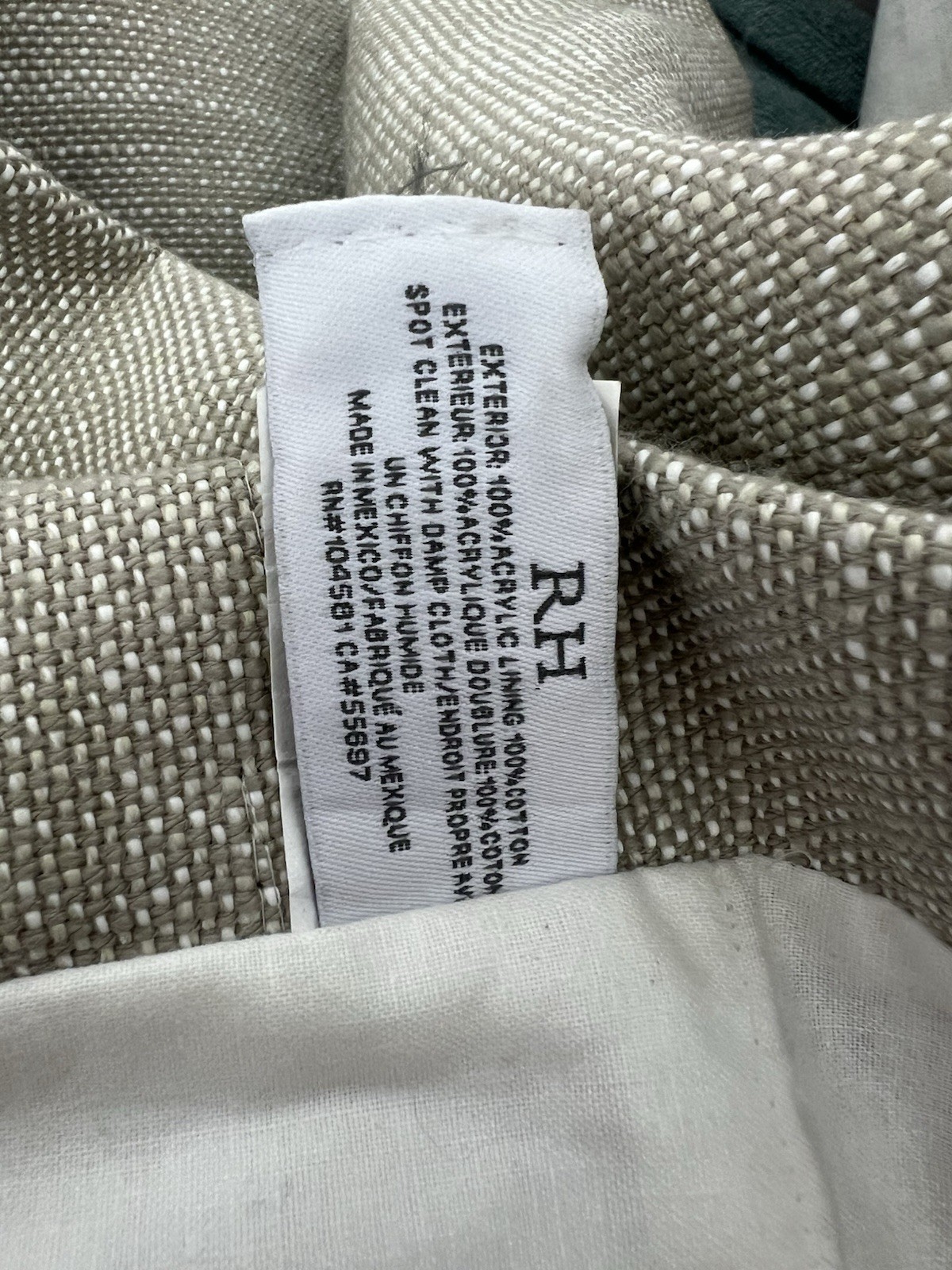Restoration Hardware Textured Cotton Weave Heavy Curtains Panels Lined48x96 Pair