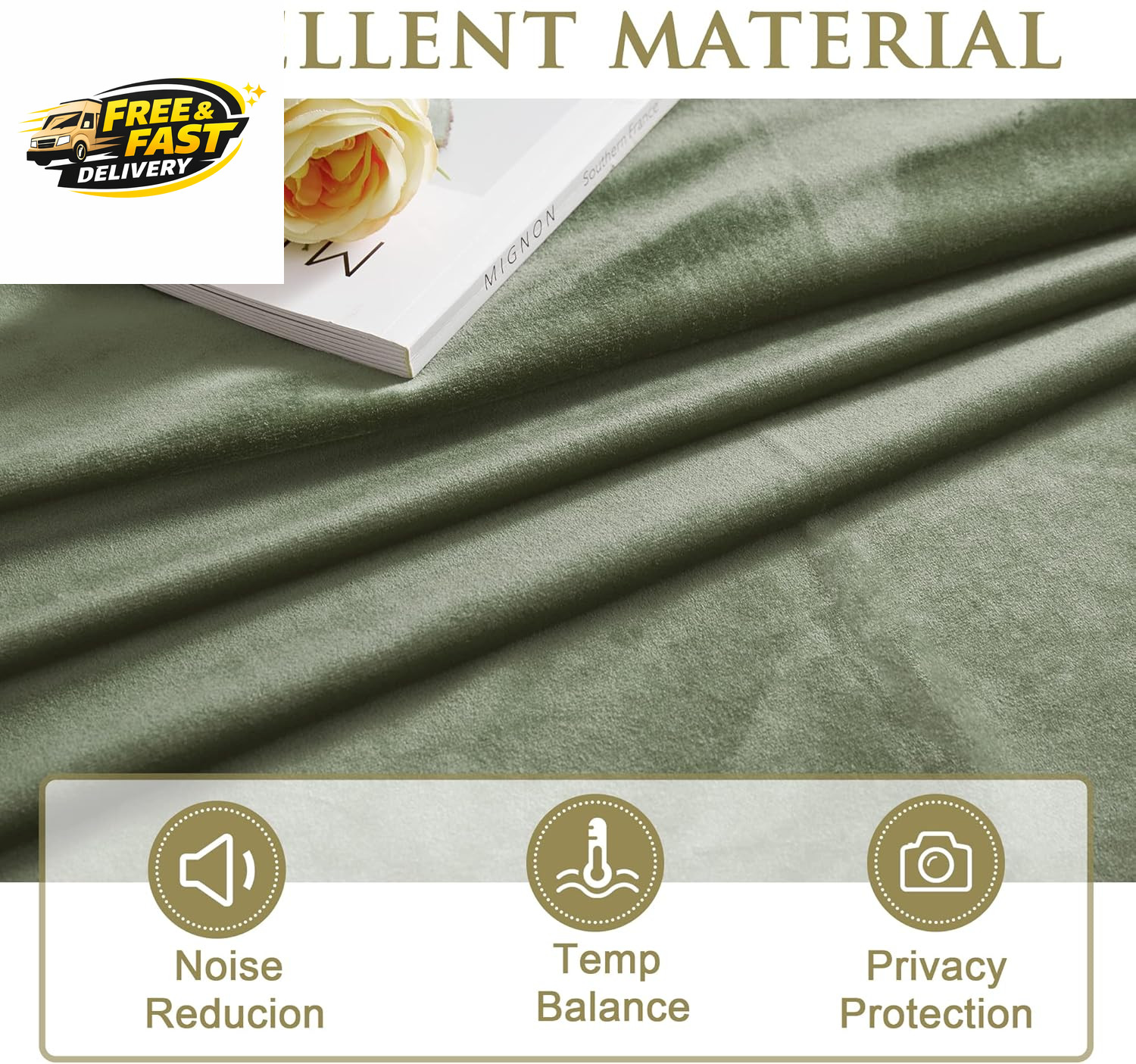 Sage Green Velvet Curtains 96 Inches, Super Soft Room Darkening Window Drapes Se