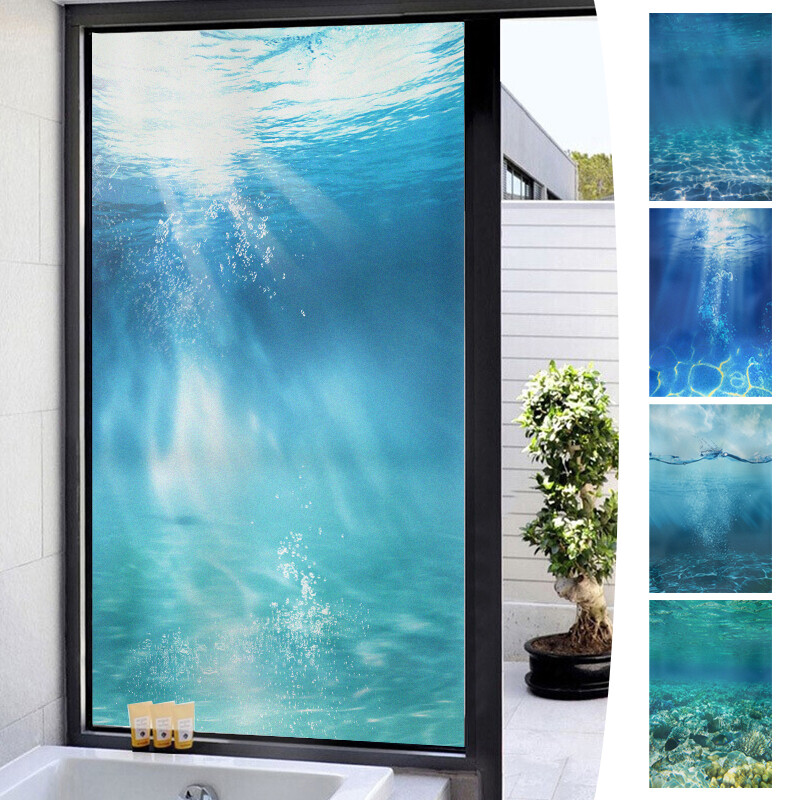 New Ocean Underwater Static Clings Frosted Glass Stained Window Sticker Film