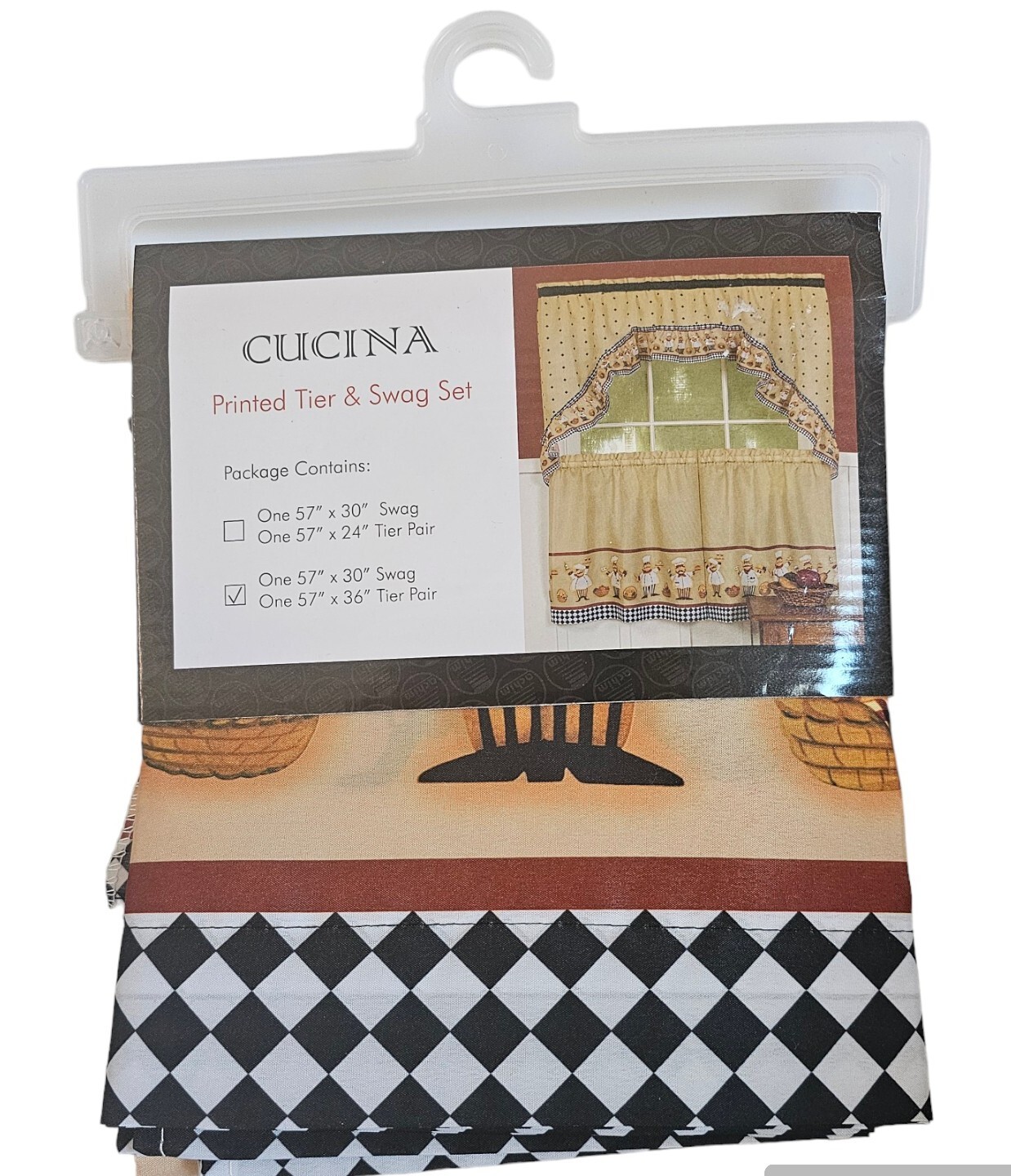 Kitchen Curtains Tier & Swag Set (57″x36″) Tier & (57″x30″) Swag CUCINA FAT CHEF