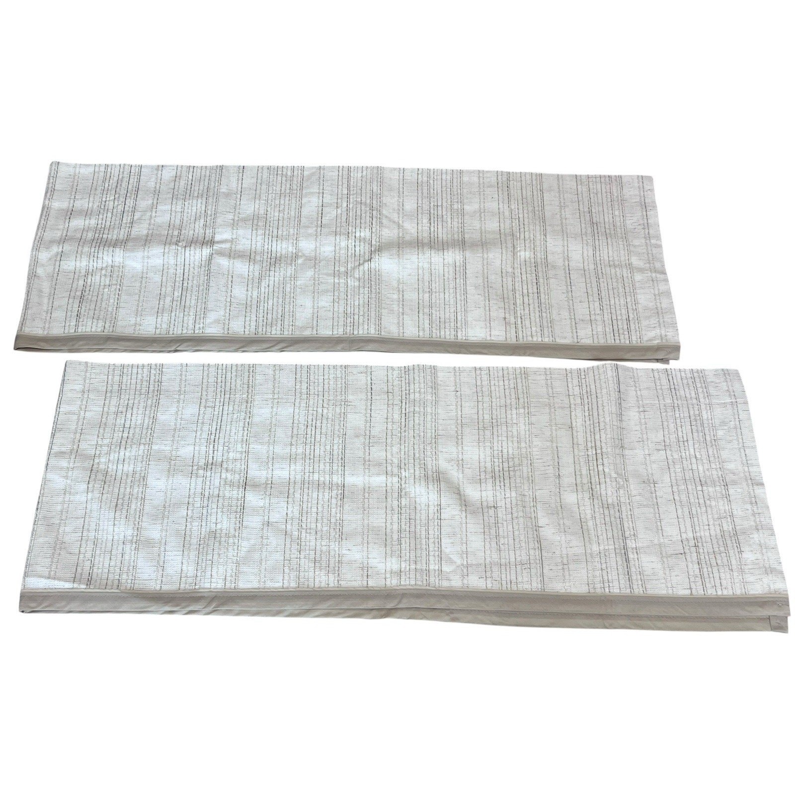 BURLINGTON HOUSE Pair Textured Weaves VALANCES Ivory Beige Neutrals 82″ Vtg USA