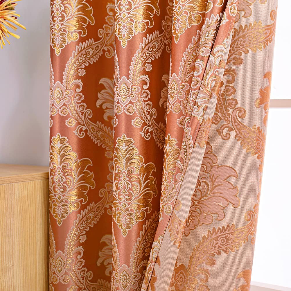 ELKCA European Style Waterfall Valance for Bedroom Damask Coffee Curtain Valance