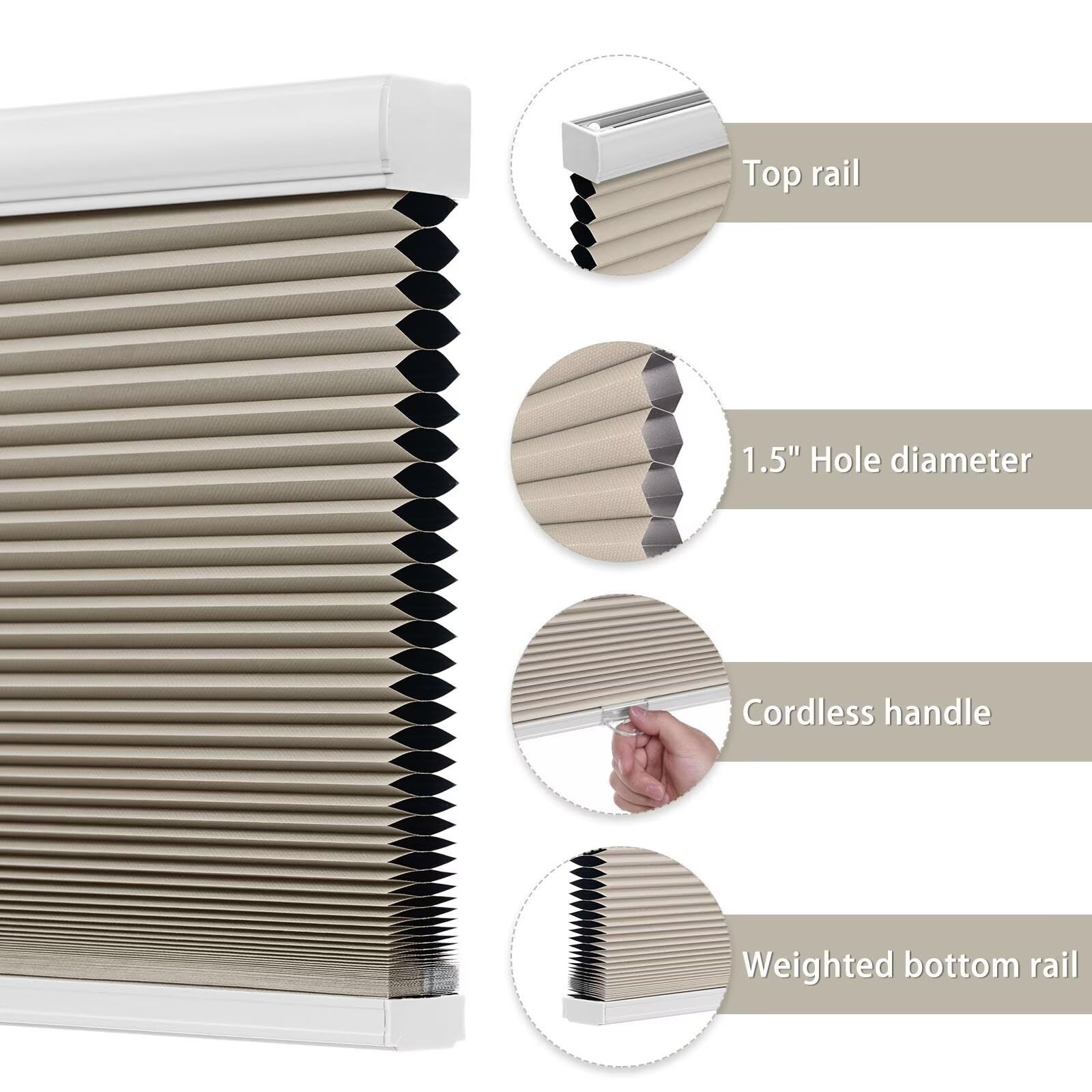 Changshade Cellular Shades Cordless Blinds Blackout For Indoor Windows