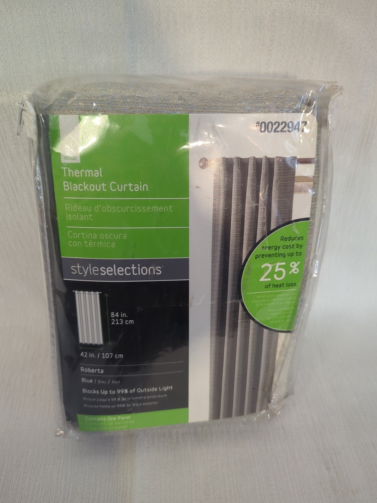 *NEW* Style Selections Roberta 84″ Blue Thermal Black Curtains #0022947