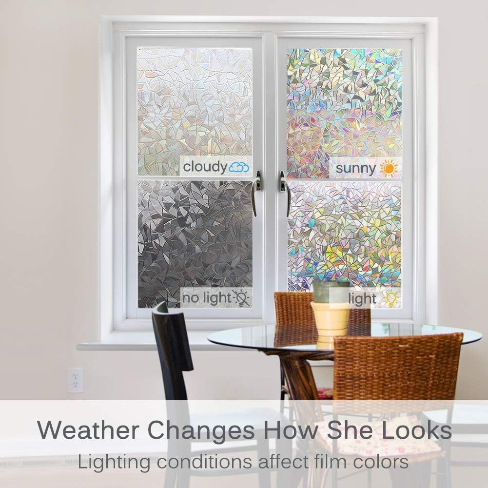UV Blocking Rainbow Window Film 17.5″ x 78.7″ – Includes Installation Tools