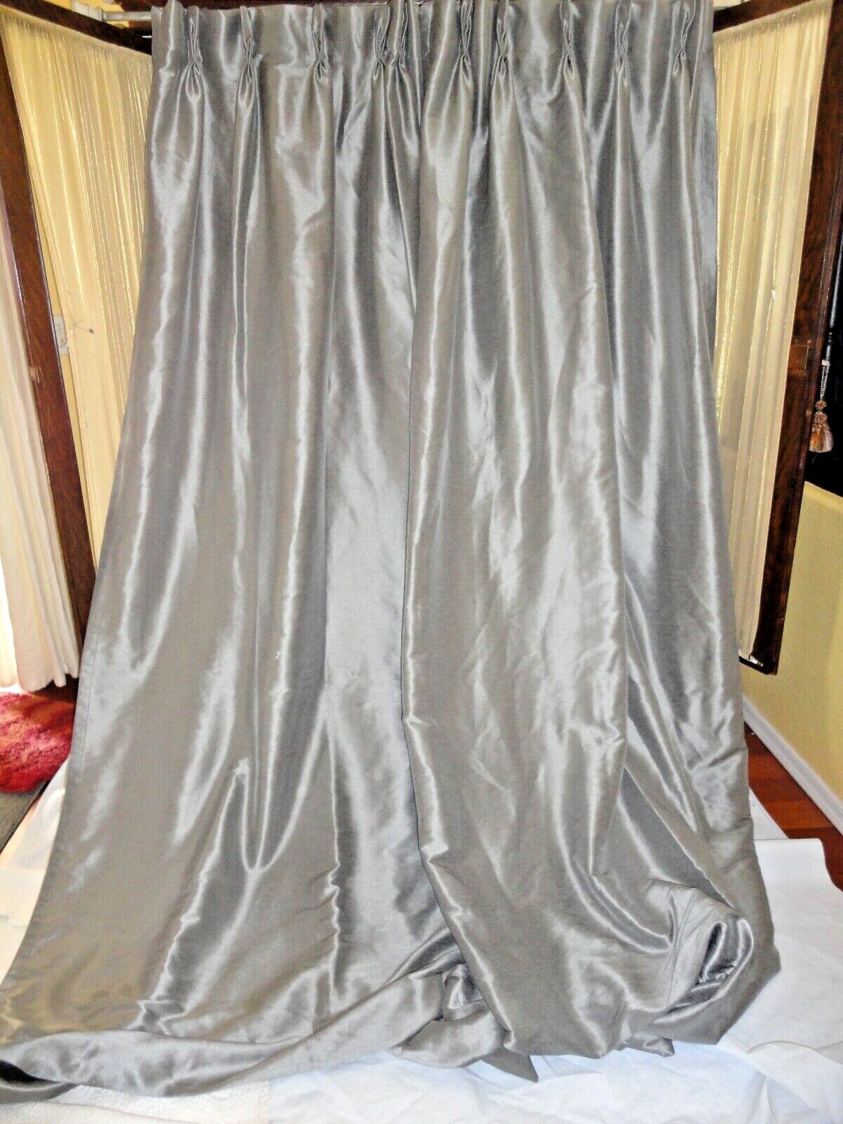 PERI GRAY SPELLBOUND TEXTURED (2) PINCH PLEATED PANELS WINDOW CURTAINS 32 X 106