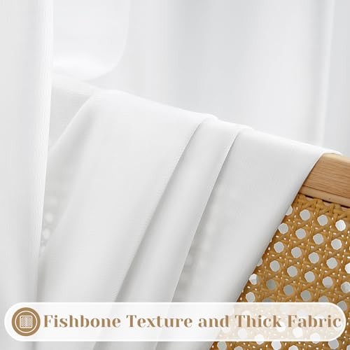 Non See Through Privacy Sheer Curtains, Elegant 52″W x 96″L (Pack of 2) White