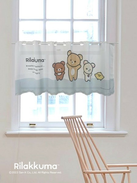 Made in JAPAN – Rilakkuma Cafe Curtain – Polyester (120x45cm) Blue Home Decor