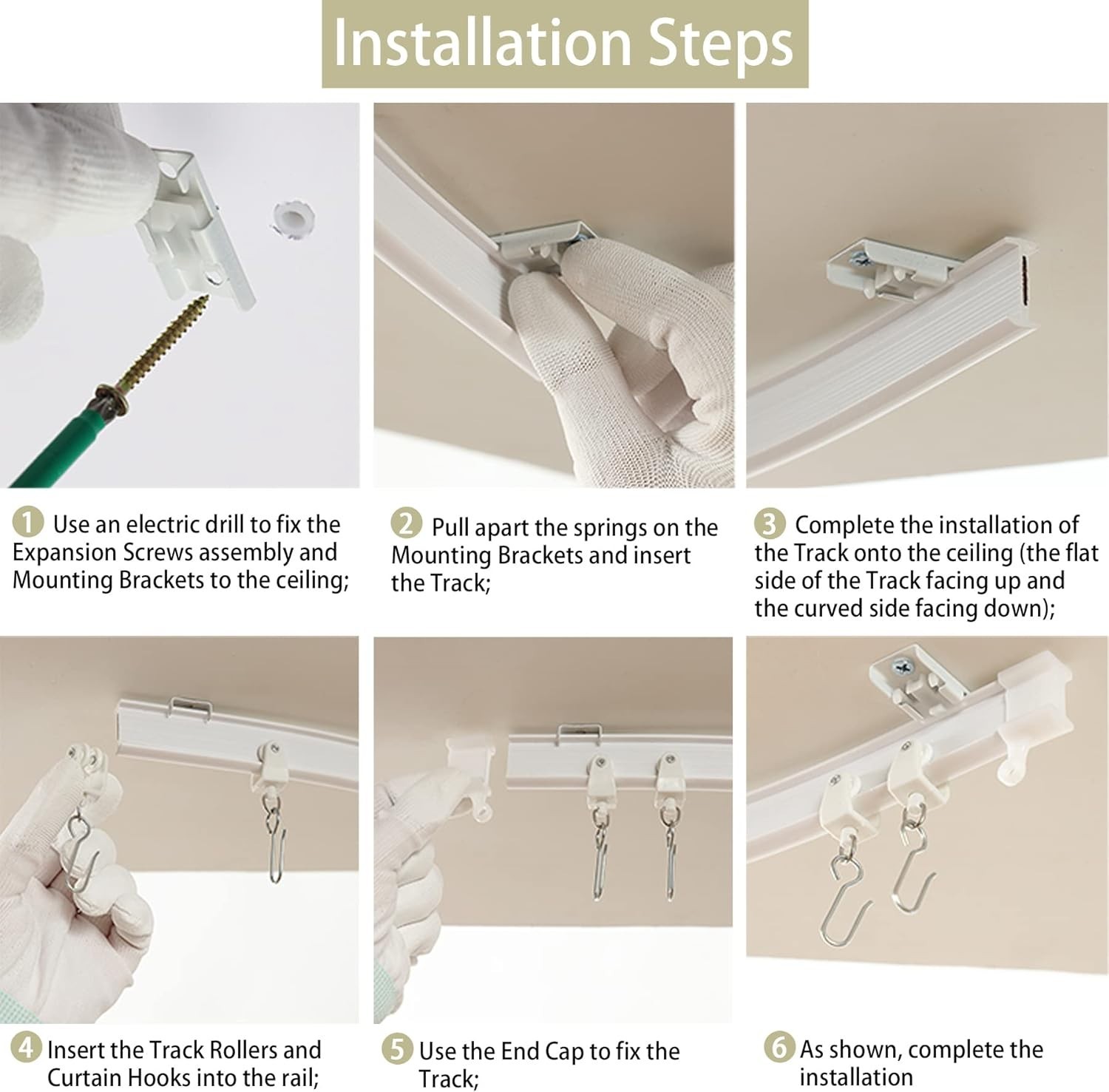 Customizable Ceiling Curtain Track, Smooth Gliding for Shower or Room Dividers
