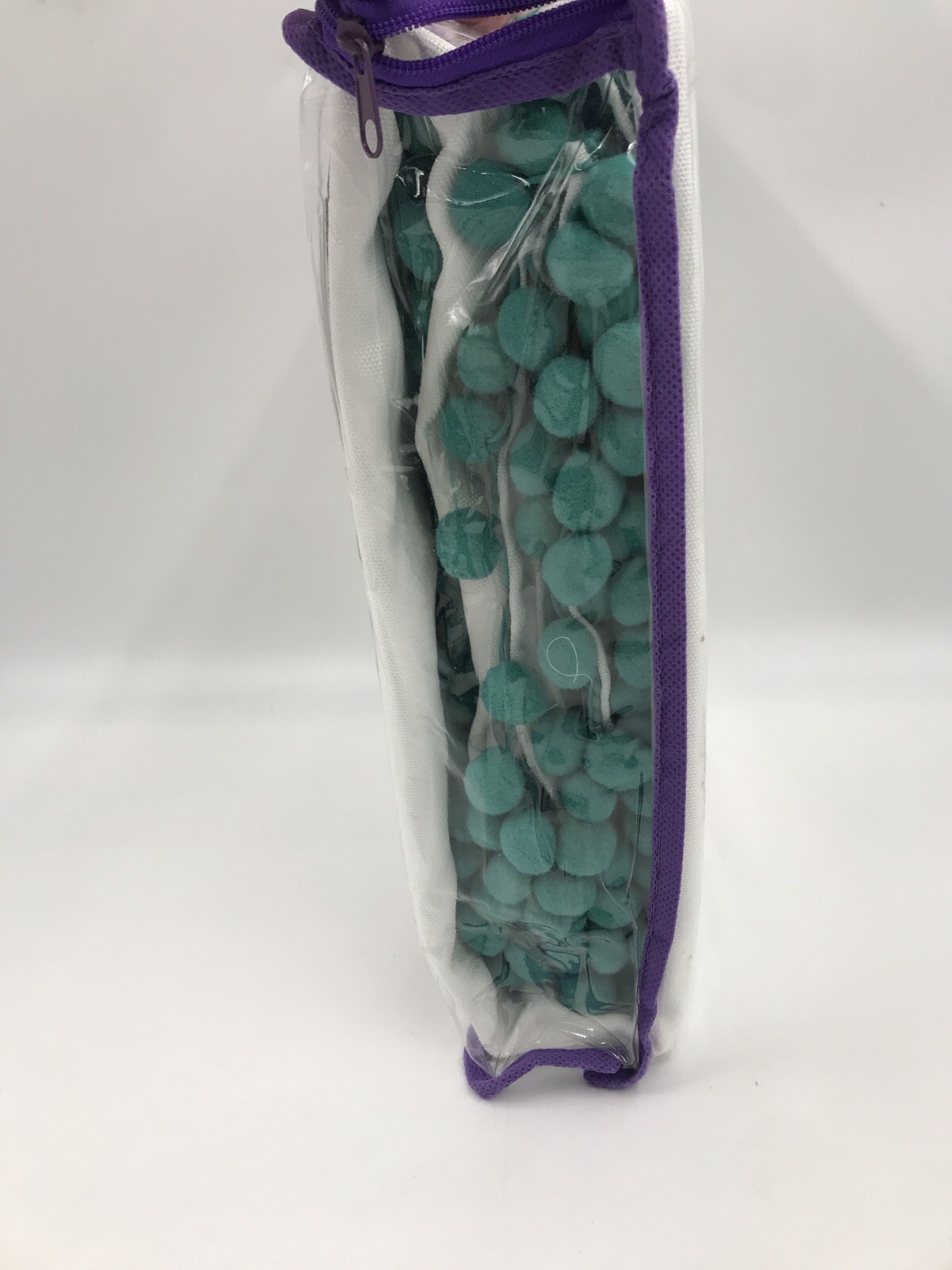 Lush Decor White Sheer Panel Aqua Pom Pom Trim 50×84 Inch Window Curtain New