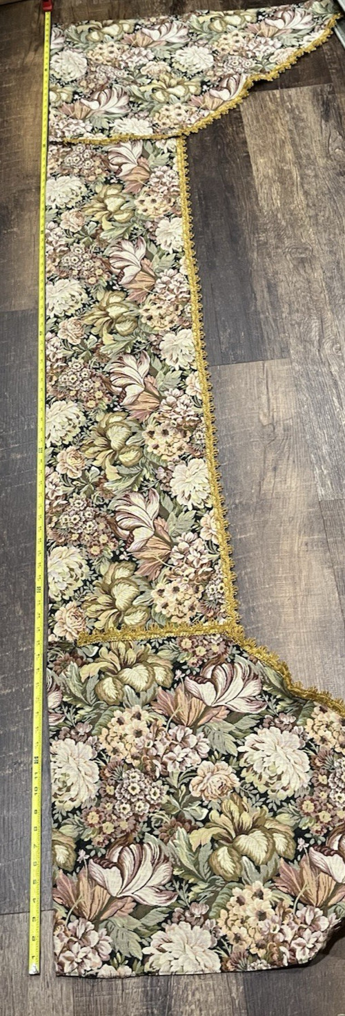 Tapestry Brocade Window Valance Handmade 92 in. Medieval Castle Gold Trim