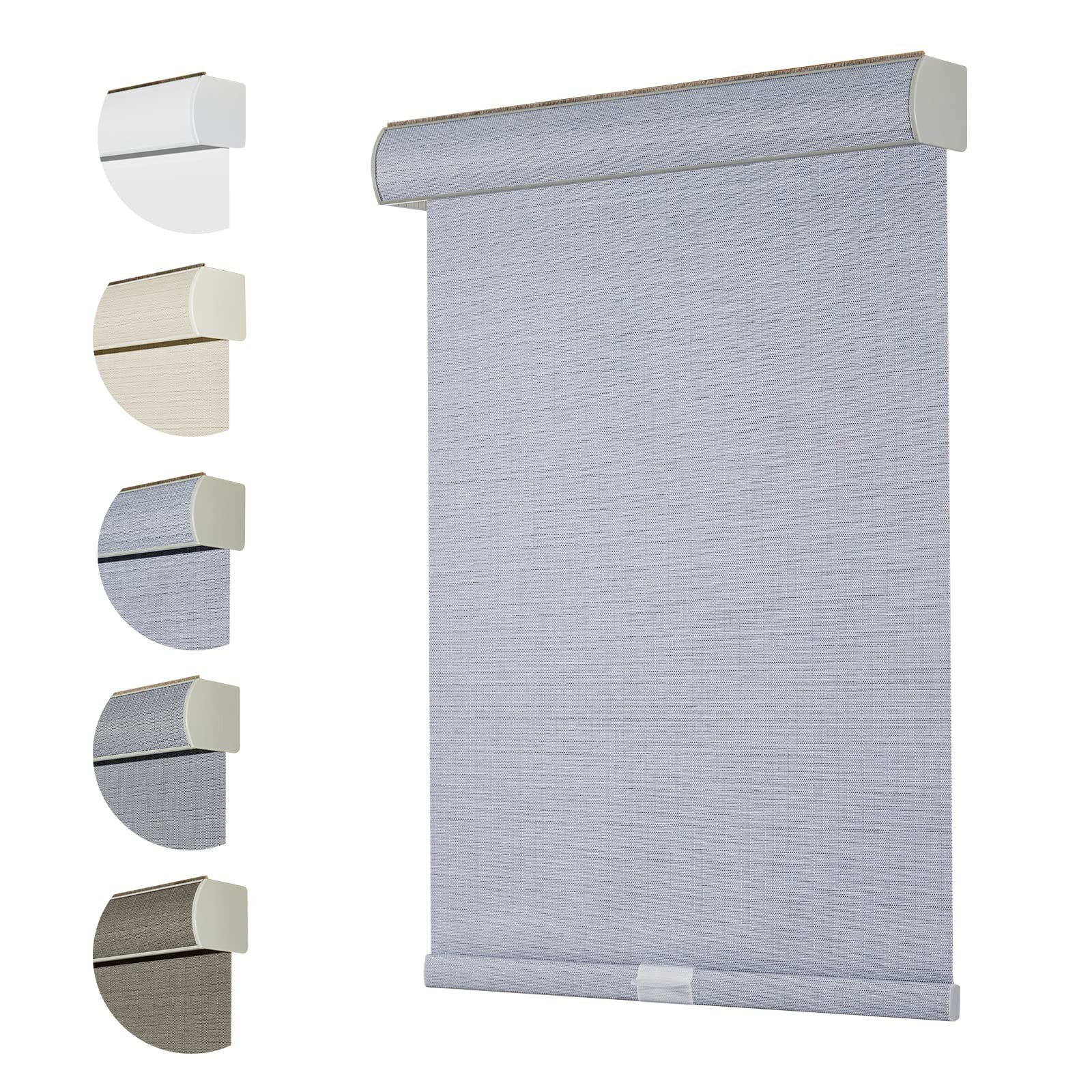 Persilux Free-Stop Cordless 100% Blackout Roller Shades Bluish Grey 70″W x 72″H