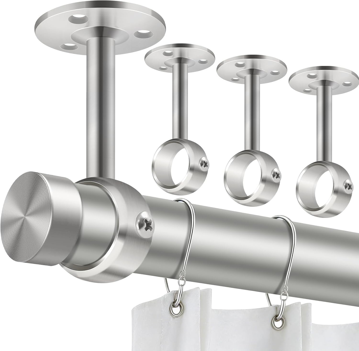 Ceiling Curtain Rod Holder, 1 1/4Inch Heavy Duty Curtain Rods Bracket for Wal…