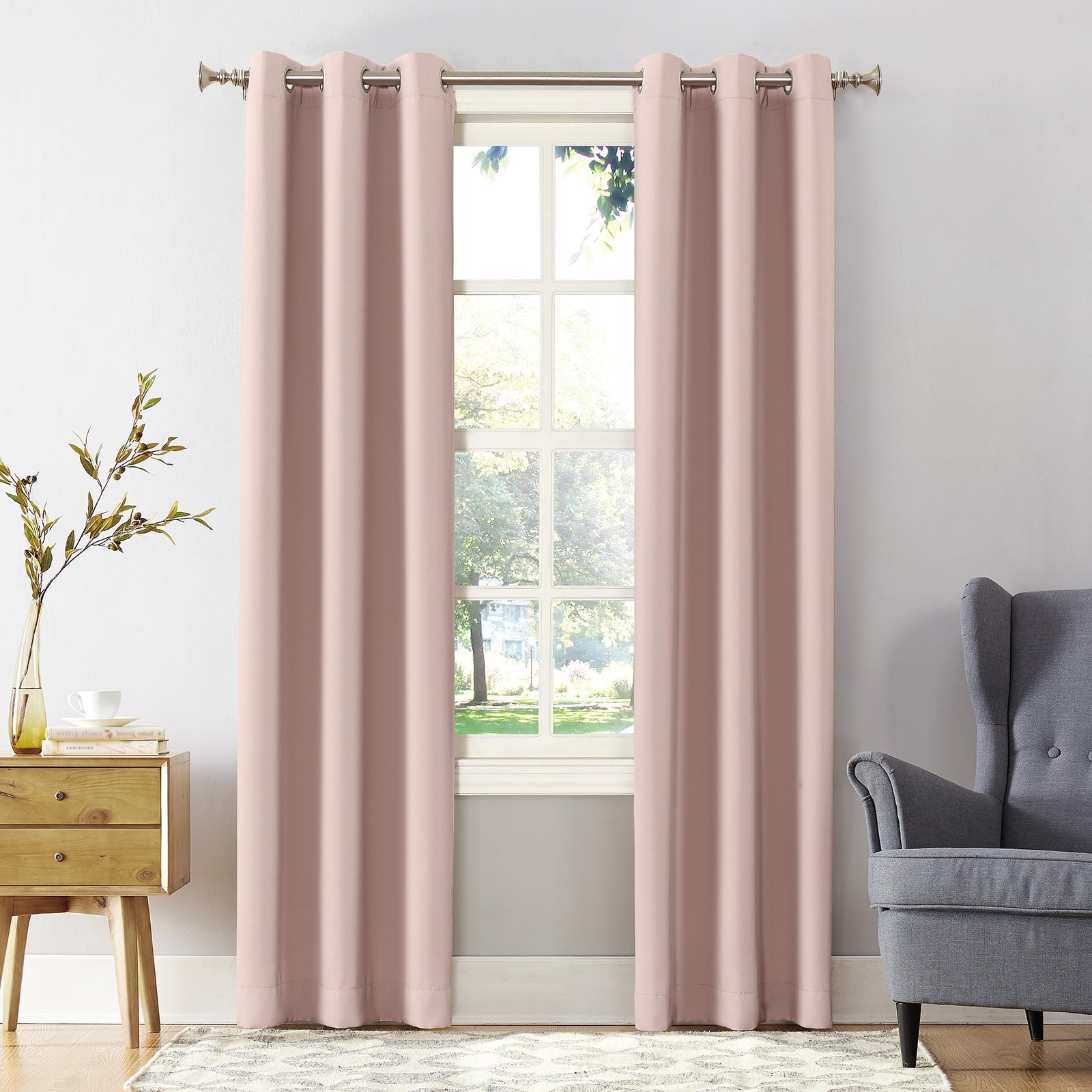 Easton Energy Saving Blackout Grommet Curtain Panel, 40″ x 84″, Blush Pink