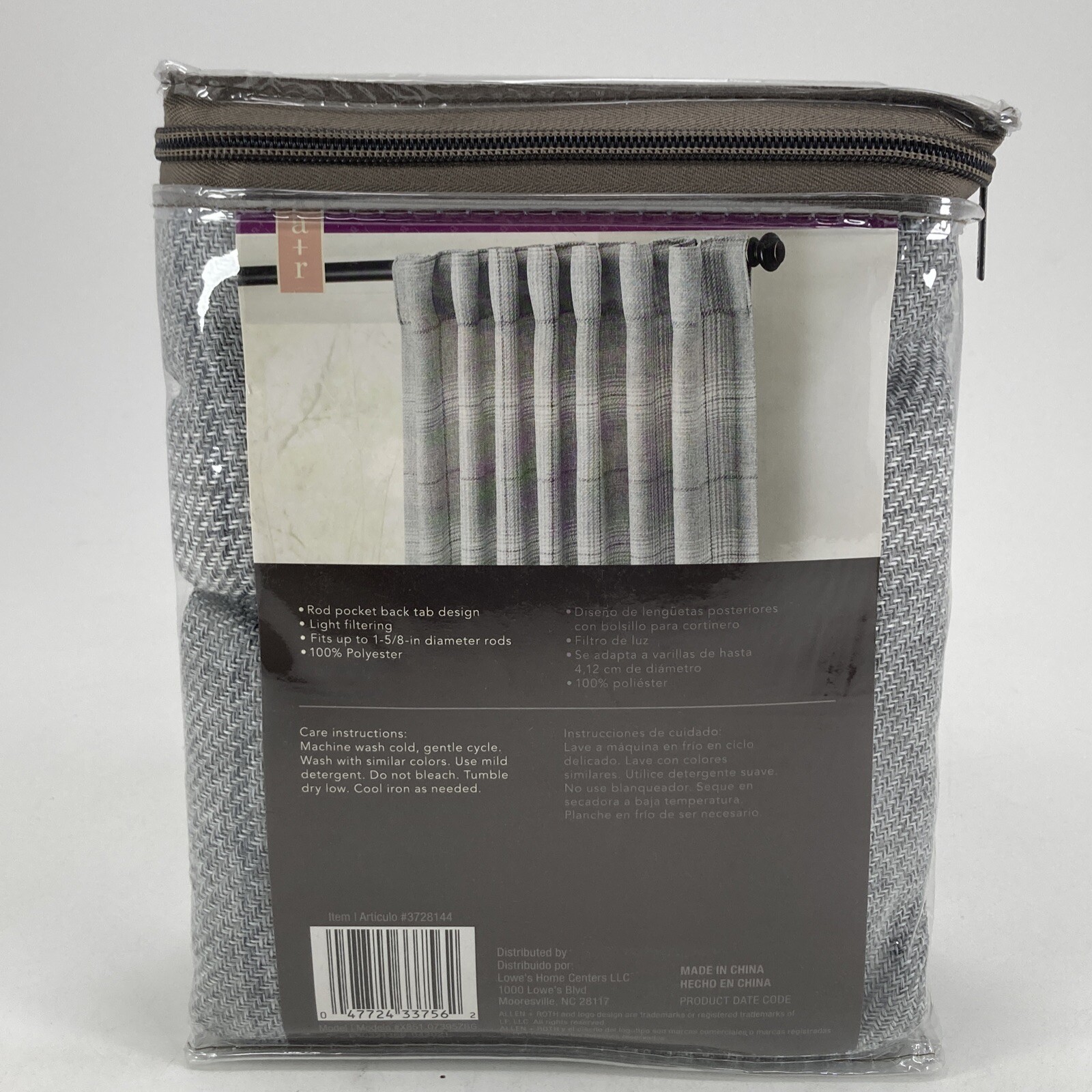 Allen + Roth ENGLEWOOD 50”x95” Rod Pocket Back Tab Panel Curtain Gray 3728144