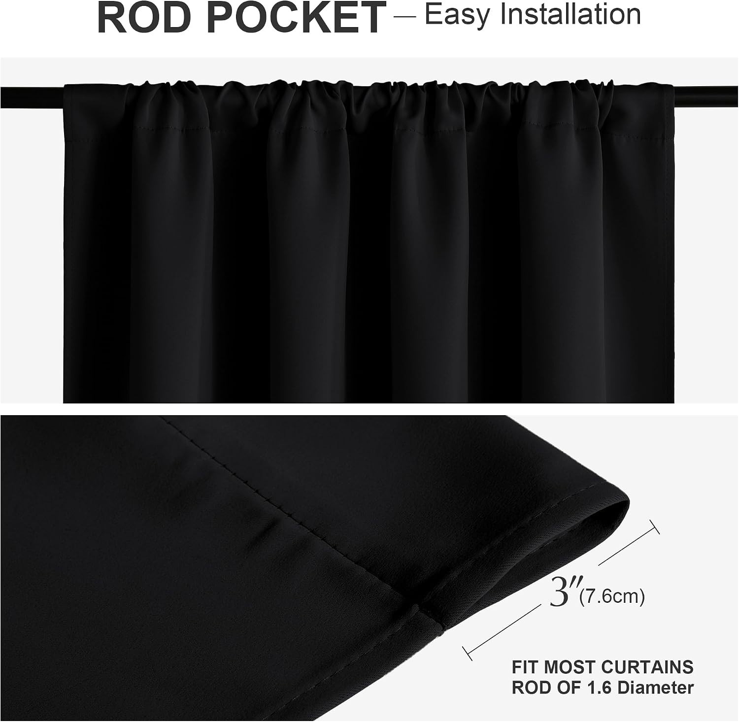 Set of 2 Short Blackout Cafe Curtains 36in Length, W42 x L36 – Classic Charm