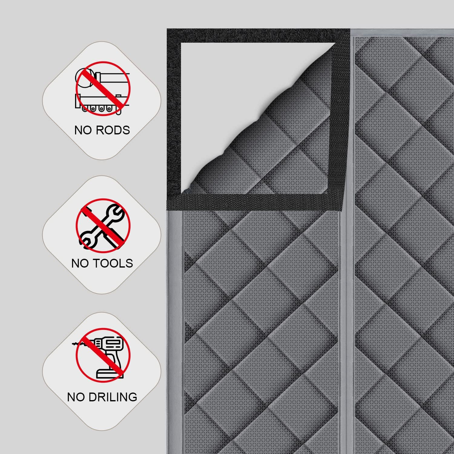 Magnetic Thermal Insulated Door Curtain, Fits Door Size 38″ x 82″, Thicken Nylon