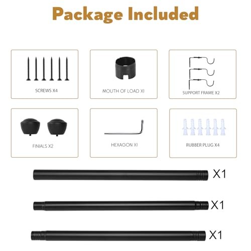 1 Inch Curtain Rods for Windows 28-48 Inches – Heavy Duty Drapery 30-48″ Black