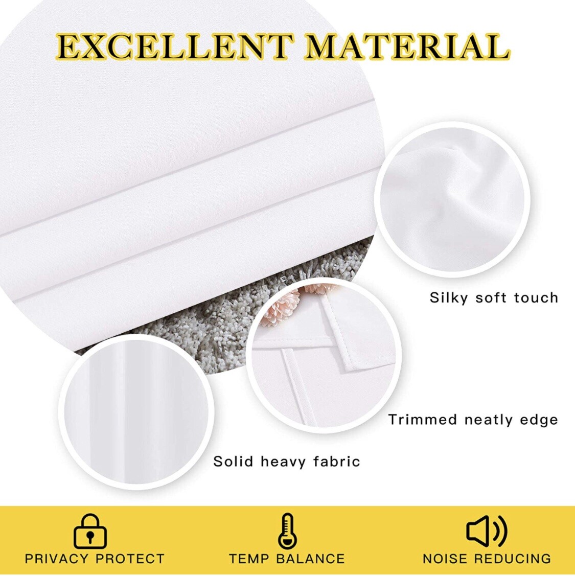 NICETOWN Blackout Window Curtains, White, 50% Sunlight Blocking(W52”by L72”)