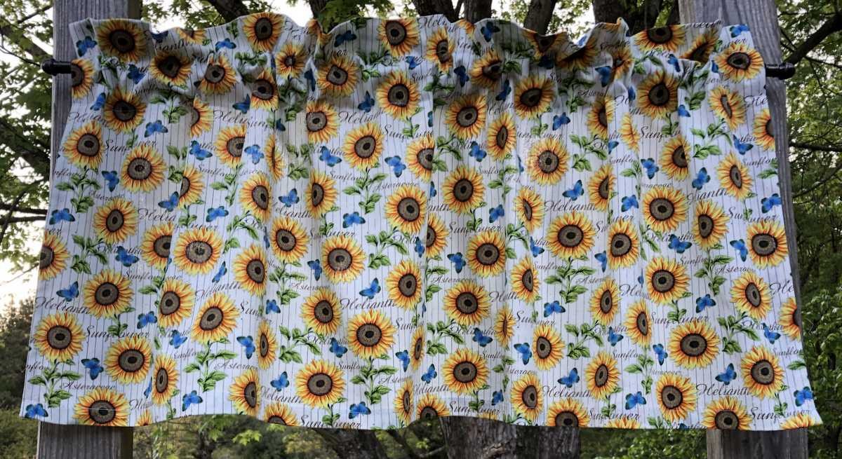 Sunflower Butterfly Valance Nature Sunflowers Butterflies Cotton Duck Curtain
