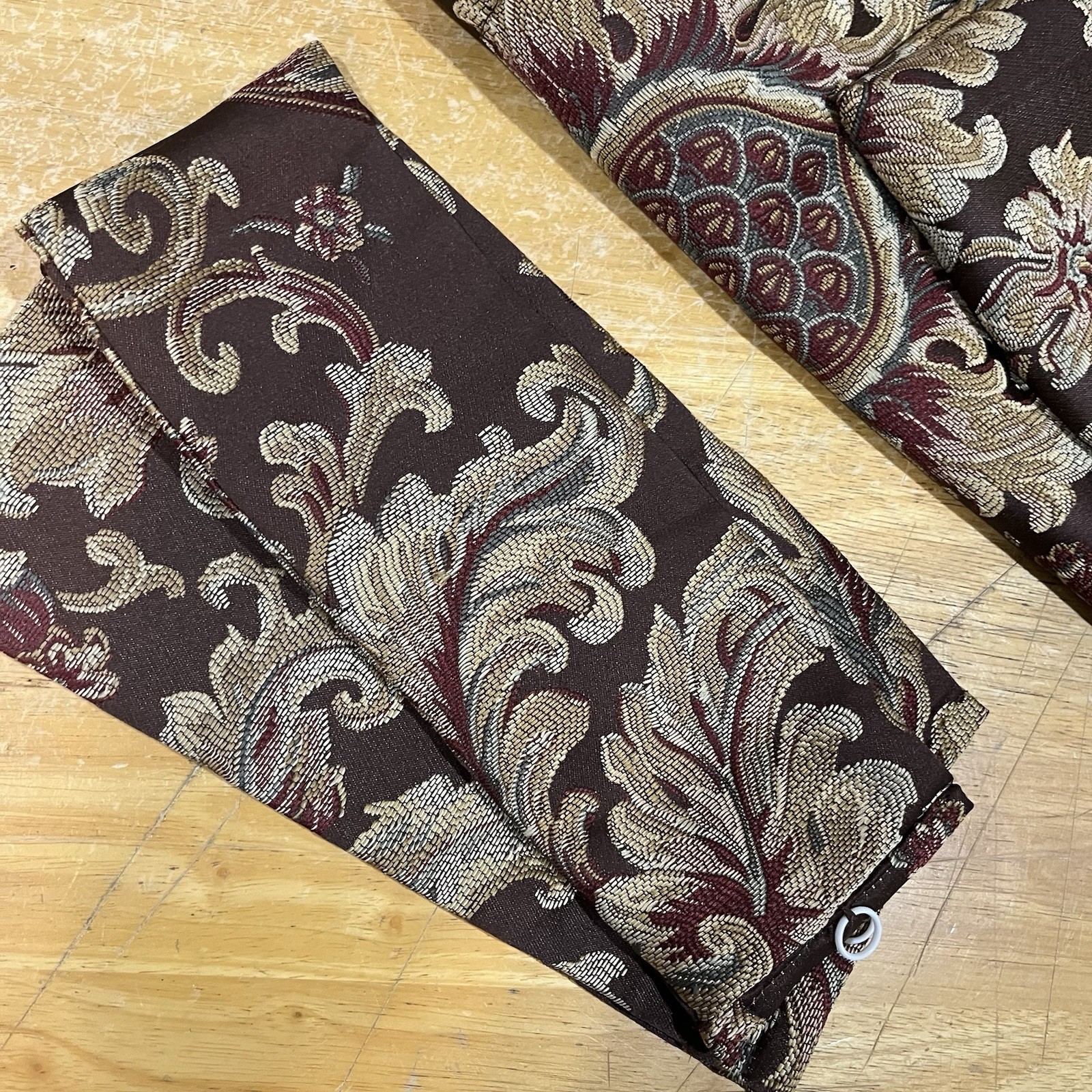Croscill Curtain Panels Chocolate Brown Gold Jacobean Tie Back Set Of 2 42×84″
