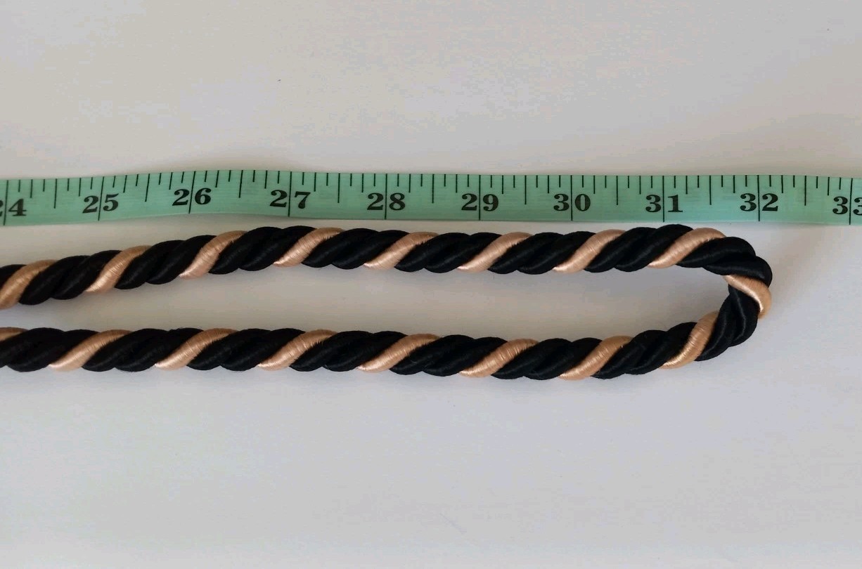 2 Large Heavy Twisted Rope Drapery Curtain Tie Backs Large Tassels Black & Gold