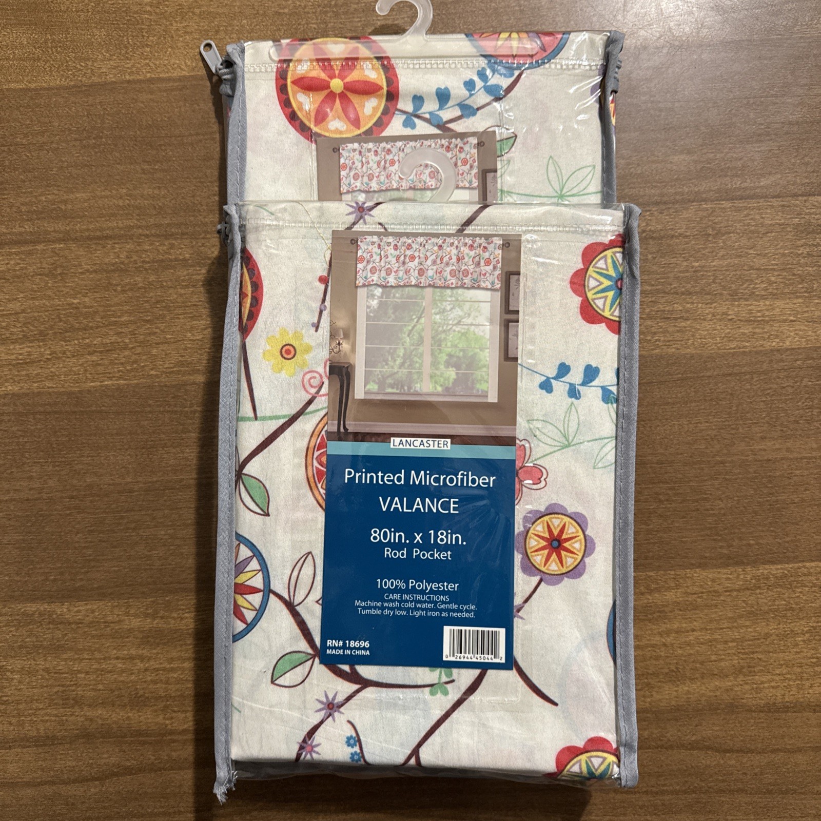 NWT Lancaster Printed Microfiber Valance 80×80 Inch, Floral & Birds, set of 2