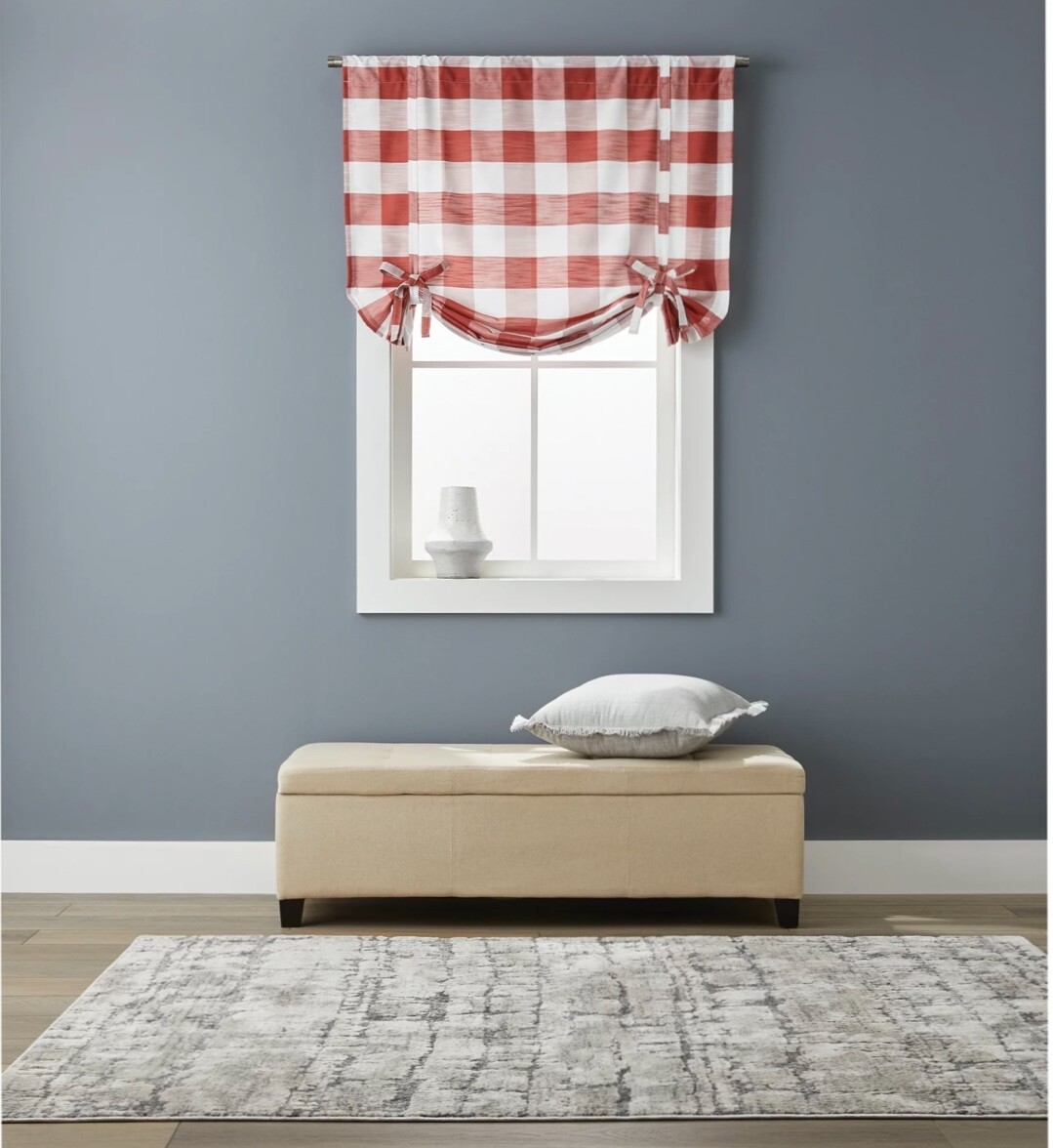 Better Homes & Gardens Buffalo Check Balloon Shade Brick Red/White 42”x 63”