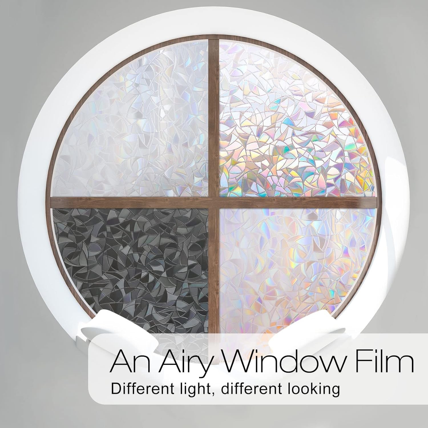 Non-Adhesive 3D Rainbow Window Film, UV Protection, Easy Install, 17.5 x 78.7